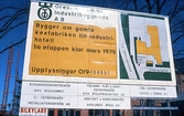 IBB informationsskylt ombyggnation av Kexfabriken, Ribbingsgatan, 1978-1979