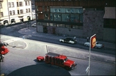 Brandbil och polisbil vid Medborgarhuset, efter 1965