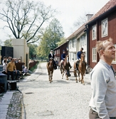 Ridande skådespelare vid Tv-inspelning av Markurells i Wadköping inför publik, 1968