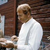 Skådespelaren Edvin Adolphson under TV-inspelningen av Markerells i Wadköping, 1968