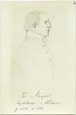 Tecknat porträtt på Per August Almqvist Fil. doktor, prost i Hakarp. Född 11 juni i Gränna och död 9 oktober 1882 i Hakarps prästgård, huskvarna
