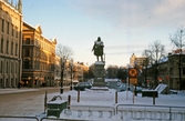 Engelbrektsstatyn i snö på Stortorget, 1960-tal