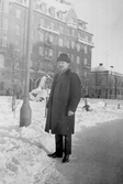 Man i snörika Centralparken, 1920-tal