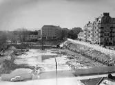 Byggarbetsplats på Drottninggatan, 1960 ca