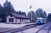Spårvagn vid järnvägsstationen i Järle, 1975