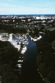 Flygfoto över småbåtshamnen, 1980-tal