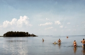Besökare badar, 1980-tal