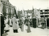 Västerås, Stora torget.
Socialdemokraterna samlas till första maj-demonstration, 1937.