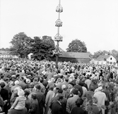 Besökare vid midsommarfirande i Brevens bruk, 1961