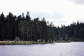 Badstrand med båtuthyringn vid Ånnabosjön, 1985