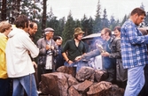 Vandrare vid rastplats i Bergslagsleden, 1977
