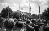 Besökare vid idrottsevenemang på Stortorget, 1950-tal