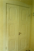 Dubbeldörr mot vardagsrummet i Lundmarkska villan, ca 1985