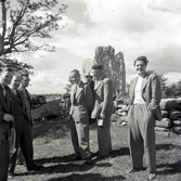 Valet 1954. Bror Hellberg, Bror Svensson, Albin T. Forsman och valarbetare.