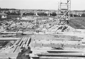 Idrottshuset under byggnad, 1945