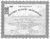 Aktiebrev i Örebro rederi aktiebolag, 1934
