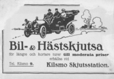 Reklamskylt för Kilsmo skjutsstation, 1930-tal