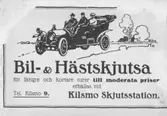 Reklamskylt för Kilsmo skjutsstation, 1930-tal