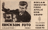 Reklam för Erickson foto , 1960