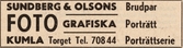 Reklam för Sundberg & Olsson Fotografiska, 1960