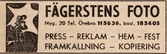 Reklam för Fägerstens foto, 1960