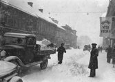 Snöröjning i centrum, 1930-tal