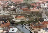 Flygbild över centrala Örebro, ca 1980