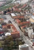 Flygbild över innerstaden, ca 1980