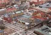Flygbild över innerstaden, ca 1980