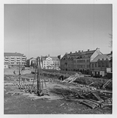 Byggarbetsplats i centrum, 1960