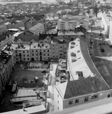 Drottninggatan och Köpmangatan från Krämaren, 1965