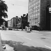 Hyreshus, Nikolaiskolan och polishuset vid Trädgårdsgatan, efter 1967
