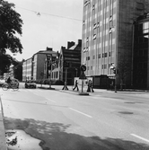 Hyreshus, Nikolaiskolan och polishuset vid Trädgårdsgatan, efter 1967