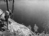 Bad vid Falkasjön, juni 1954