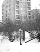 Park vid höghus på Hjortstorpsvägen, 1960-tal