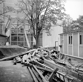 Byggmaterial till ombyggnation av elverket, ca 1953