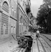 Kabeldragning på Vasagatan, ca 1953