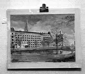 Teckning över gas- och elverket, ca 1953