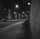 Elektriskt gatljus på Hjorttorpsvägen, 1950-tal