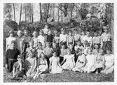 Elever från Lars Vivalliusskolan på gravkullen i Baronbackarna, 1955-1956