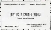 USA, Seattle.
Visitkort för Evert Södergren snickeriverkstad i Seattle.
