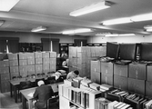 Flyttkartongen i läsesalen på Örebro Stadsbibliotek på Fabriksgatan, 1981