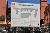 Informationstavla för Virginska skolan. Fabriksgatan, 2016-04-19