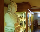 Byst av Carl von Linné på Biologiska museet, 2014-04-28