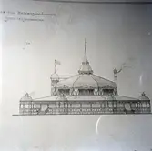 Förslag till badortsanläggning på Öland. Skiss av tänkt badhusbyggnad.