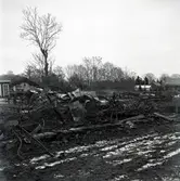 Ladugårdsbrand i Bläsinge, Löttorp 22/1 1961. Bilden tagen 23/1.