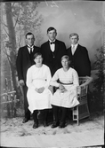 Ateljéporträtt - fem ungdomar, Uppland 1921