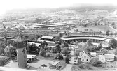 Utsikt mot SJ vattentorn och lokstallar, 1950-tal