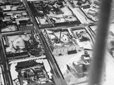Flygfoto över bland annat Läkerol-fabriken.