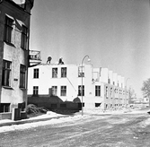 Rivning av hus Villagatan-Norensbergsgatan i Skebäck, 1960-tal